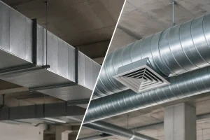 HVAC ductwork comparison in industrial space
