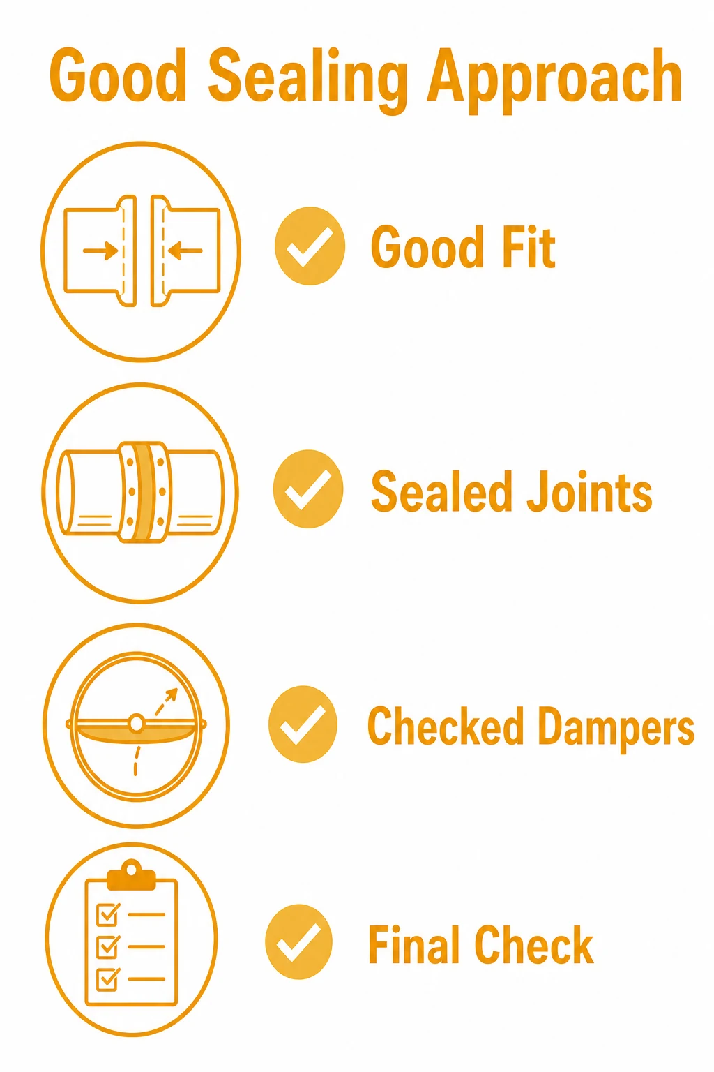 Checklist graphic for a good duct sealing approach.