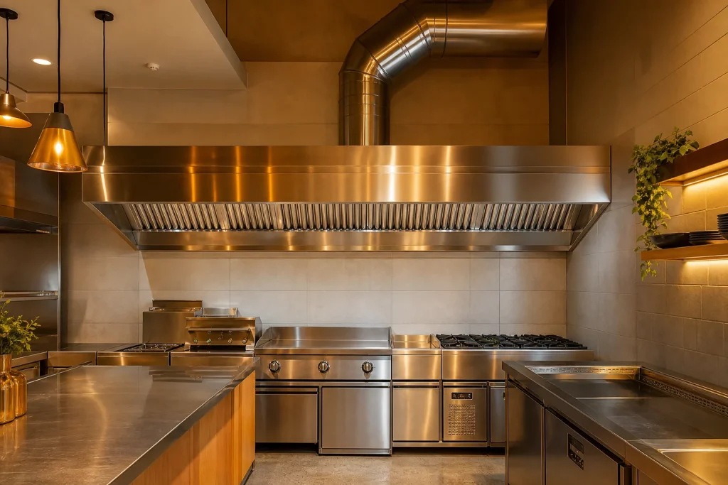 Finished kitchen extraction ducting