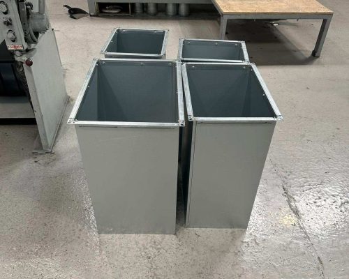Galvanised rectangular ventilation ducts ready for installation